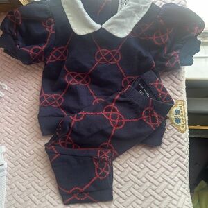 Navy and Red Patterned Janie &Jack Baby Outfit